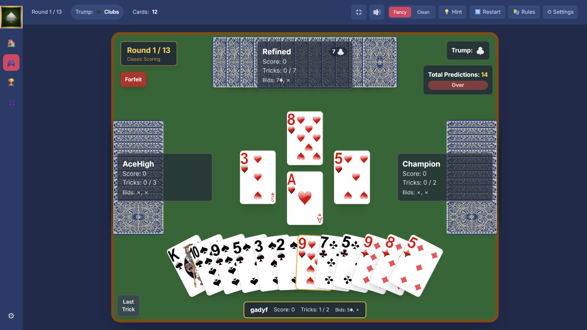 TrickLeague Whist game screenshot